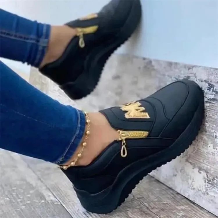 Women Sneakers Ladies Lace-Up Wedge Sports Shoes Trainers